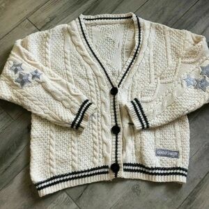 Taylor Swift Cream Cardigan with Black Accents